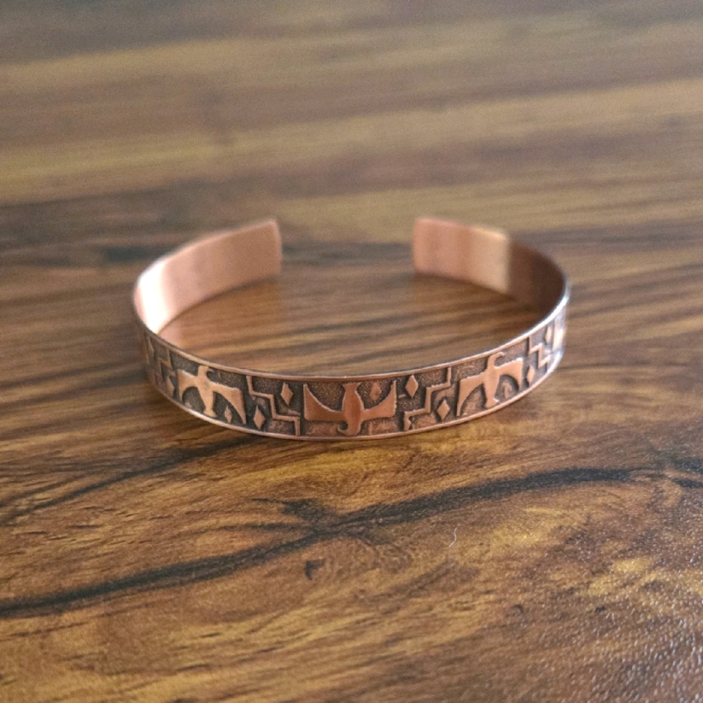 Vtg Solid Copper Cuff Brcelet - Native American T… - image 1